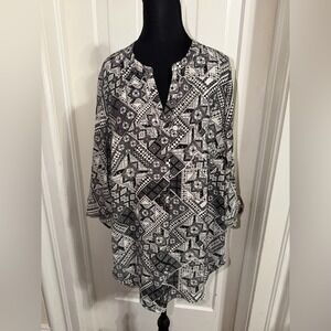 Women's plus size XL 0X Premise Geometric Print Top, shirt, blouse